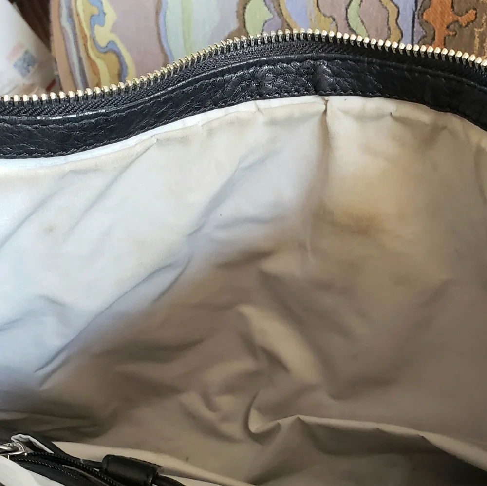 Cole Haan Black Pebbled Leather Turnlock Hobo Bag